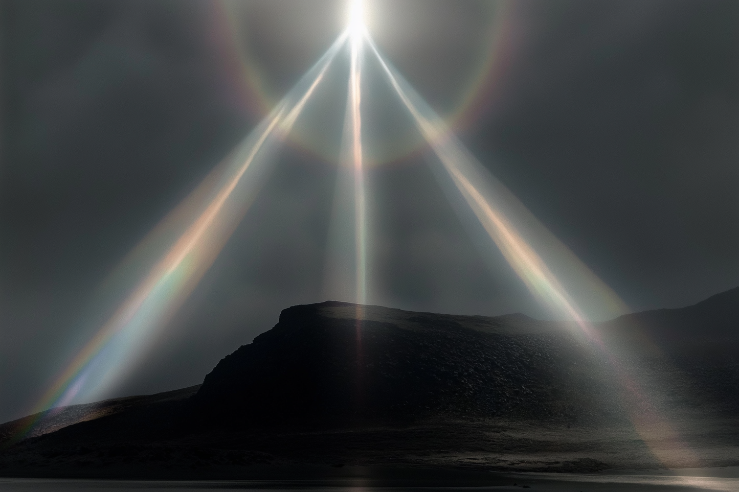 Brilliant starburst rising over a dark mountain — the new standard for the best clean perfume.