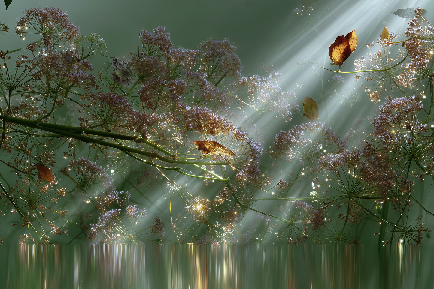 Sunlit wildflowers and butterflies above still water — why clean fragrance and luxury belong together.